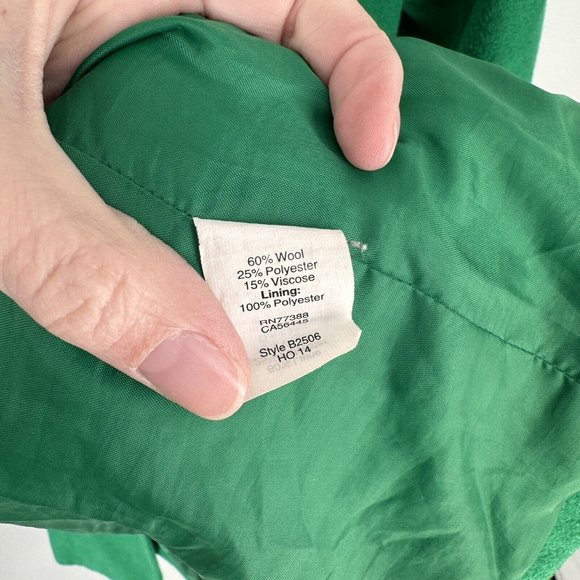 Jcrew Coat Women’s 4 green wool blend spring colorful peacoat preppy office - Picture 4 of 5